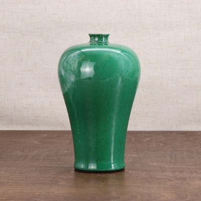 Lot 139 - A Chinese green-glazed meiping vase