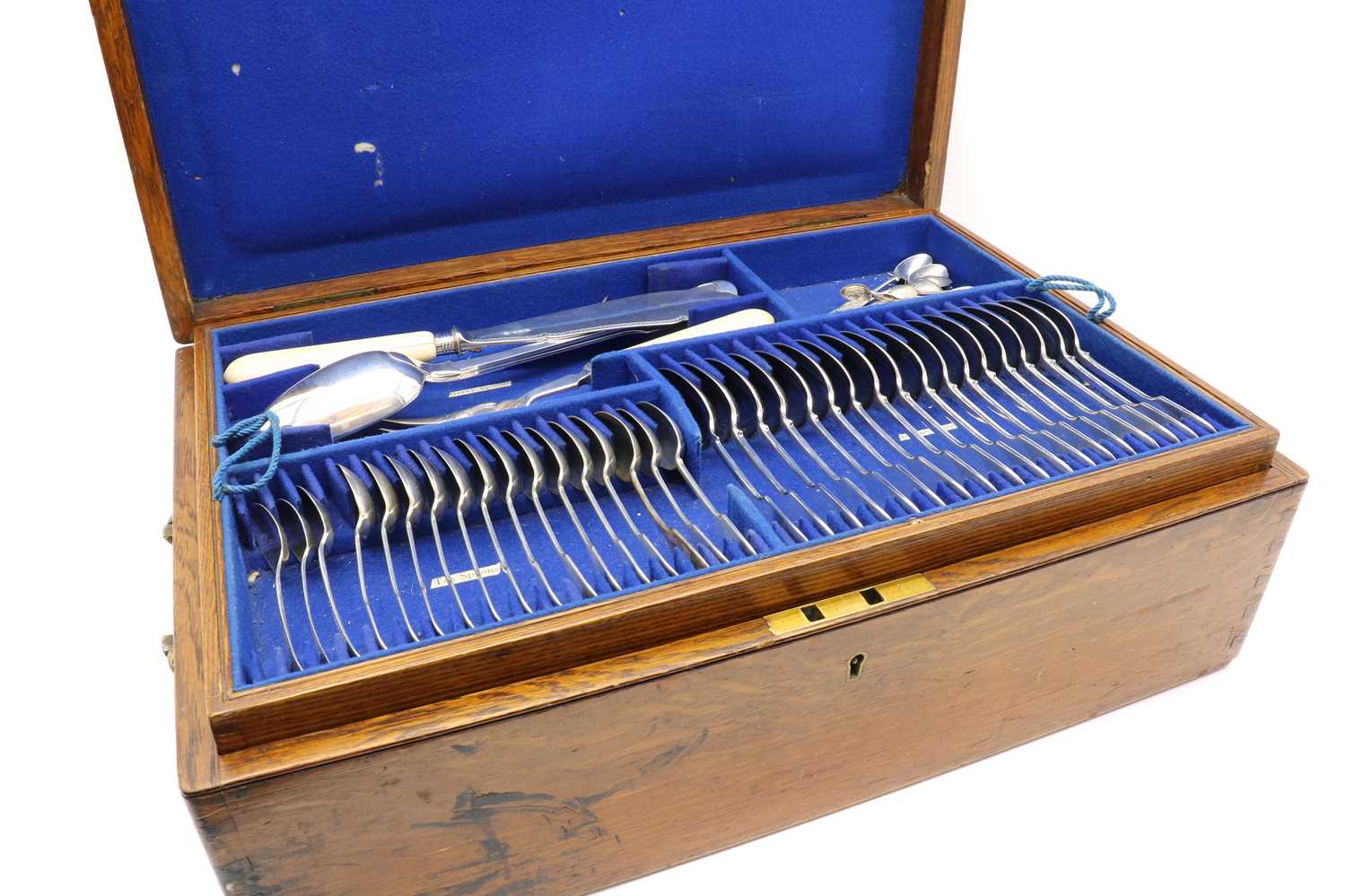 Lot 56 - A canteen of Victorian silver fiddle pattern