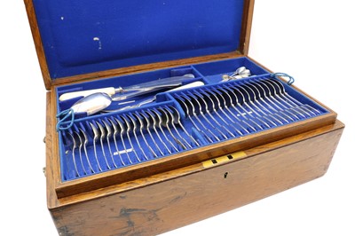 Lot 56 - A canteen of Victorian silver fiddle pattern flatware