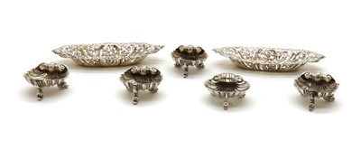 Lot 10 - A set of four silver shell salts