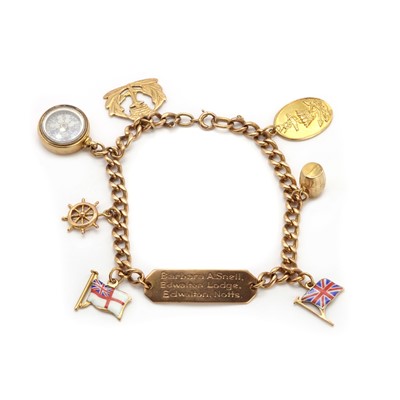 Lot 177 - A 9ct gold charm bracelet