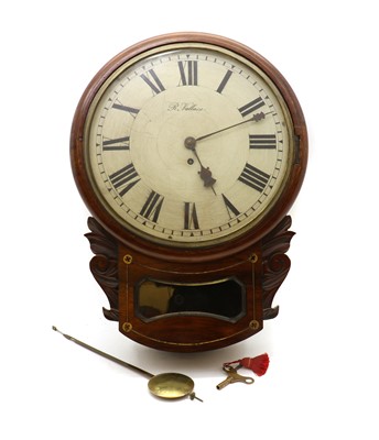 Lot 308 - A Victorian rosewood drop dial wall clock