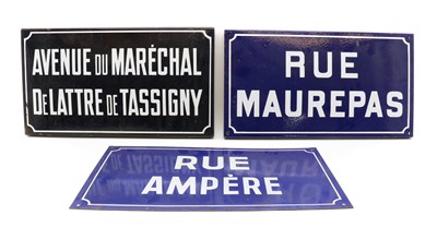 Lot 357 - A group of three French enamel signs