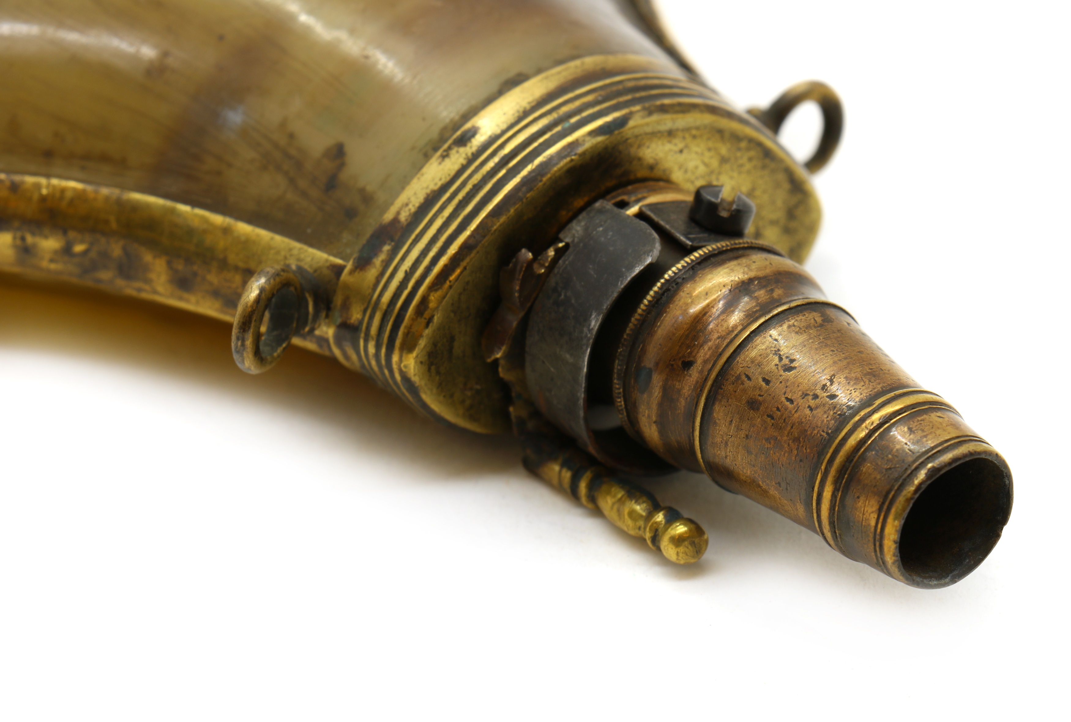 Lot 133 - A lanthorn powder flask