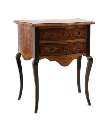 Lot 407 - A small Transitional-style walnut, beech and parquetry commode