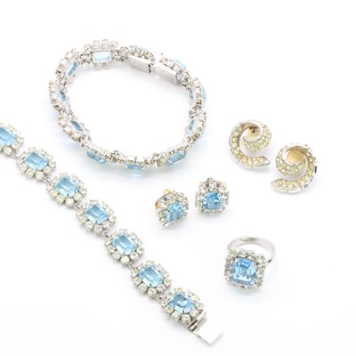 Lot 356 - A Christian Dior faux aquamarine paste suite, c.1972