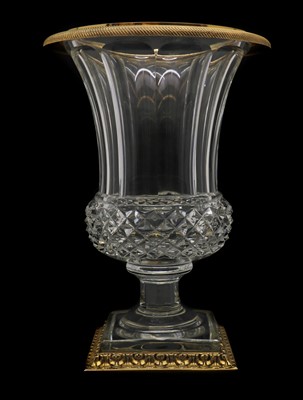 Lot 288 - A Martin Benito cut glass and gilt metal mounted urn vase