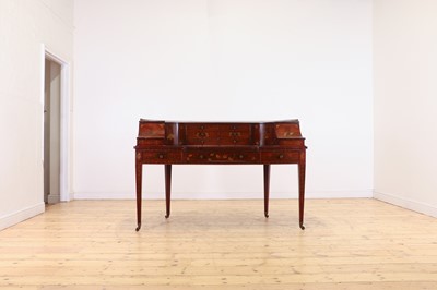 Lot 524 - A Sheraton Revival painted satinwood Carlton House desk