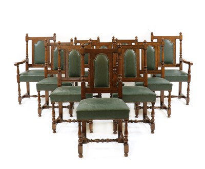 Lot 391 - A set of ten oak dining chairs