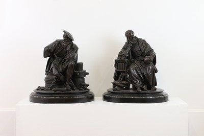 Lot 298 - A pair of bronze figures of Columbus and Galileo
