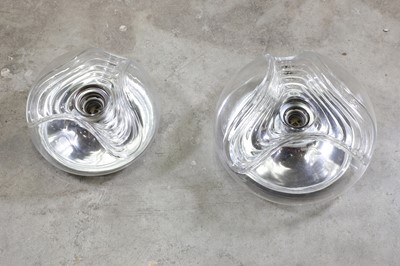 Lot 615 - A pair of glass 'Wave' wall lamps