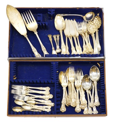 Lot 35 - A part set of Queen's pattern silver flatware