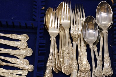Lot 35 - A part set of Queen's pattern silver flatware