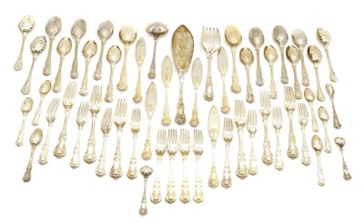 Lot 35 - A part set of Queen's pattern silver flatware