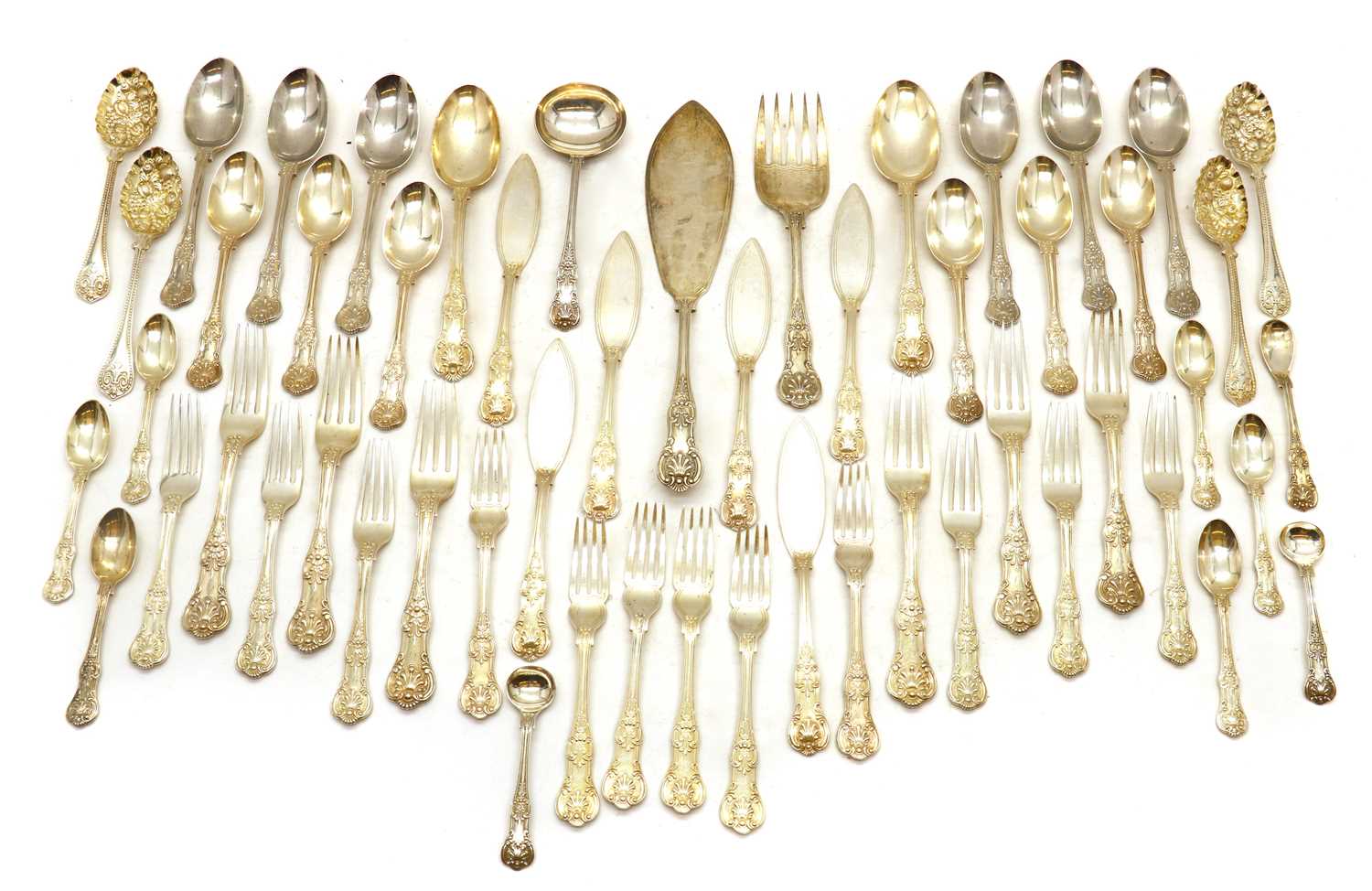 Lot 35 - A part set of Queen's pattern silver flatware