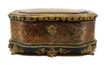 Lot 343 - A tortoiseshell, ebonised and 'Boulle work' box or casket