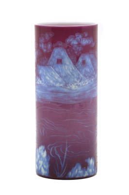 Lot 244 - A Stevens & Williams three colour intaglio cut glass vase