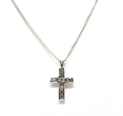 Lot 334 - A white gold diamond set Latin cross