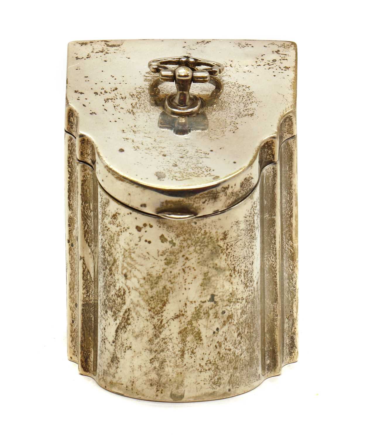 Lot 4 - A novelty silver tea caddy