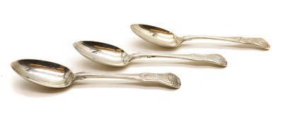 Lot 120 - A set of three Victorian silver dessert spoons