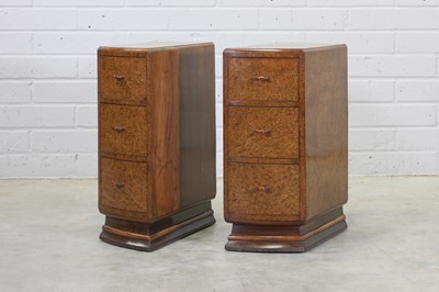 Lot 186 - A pair of Art Deco burr walnut bedside chests