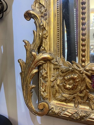 Lot 79 - A Louis XVI-style giltwood and gesso overmantel mirror