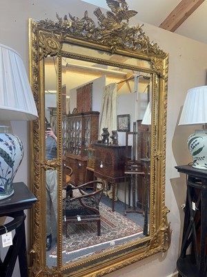 Lot 79 - A Louis XVI-style giltwood and gesso overmantel mirror