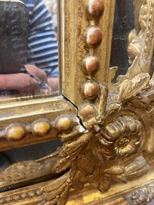 Lot 79 - A Louis XVI-style giltwood and gesso overmantel mirror