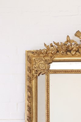 Lot 79 - A Louis XVI-style giltwood and gesso overmantel mirror