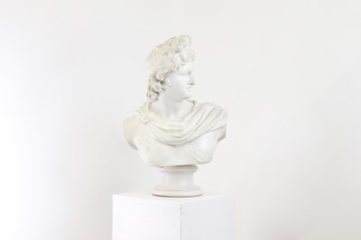 Lot 578 - A carved marble and composition bust of Apollo Belvedere