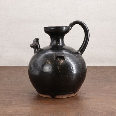 Lot 4 - A Chinese black-glazed ewer