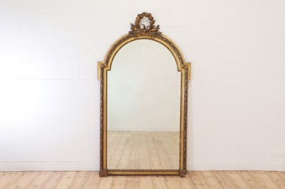 Lot 472 - A Louis XVI-style giltwood and gesso overmantel mirror