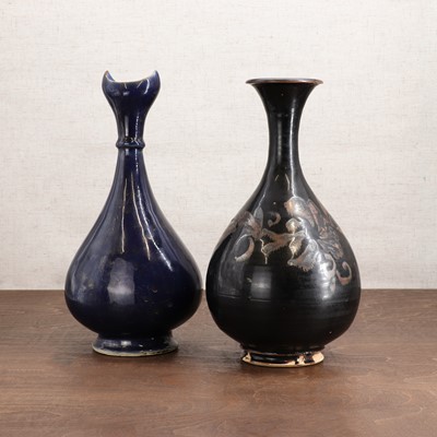 Lot 6 - A Chinese black-glazed yuhuchun vase