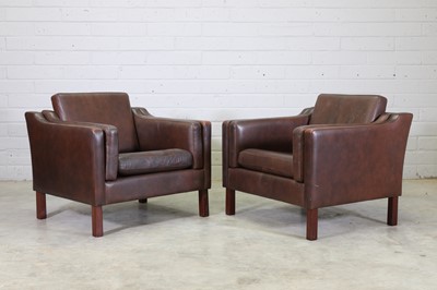 Lot 371 - A pair of Danish leather armchairs