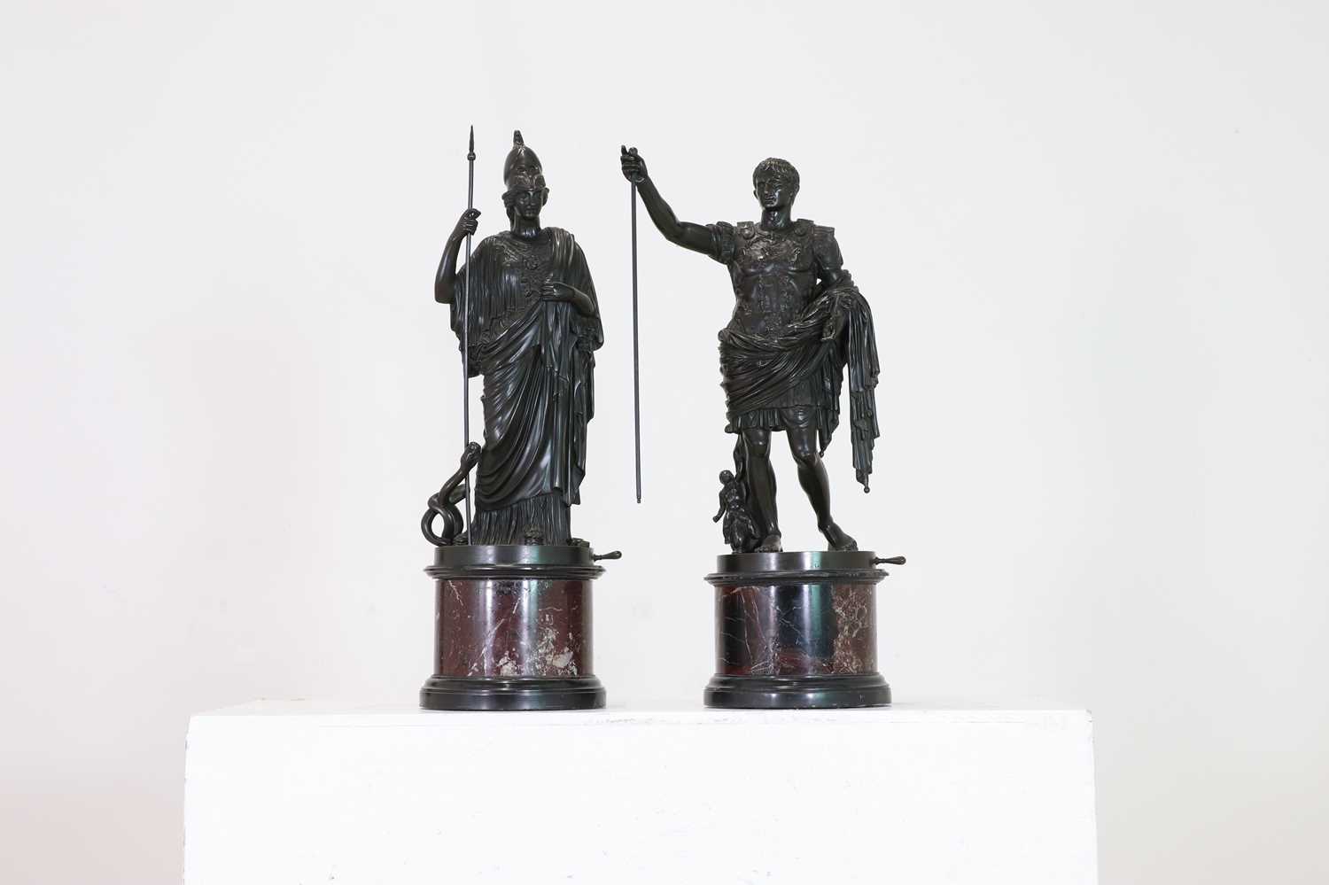 Lot 337 - A large pair of bronze grand tour figures