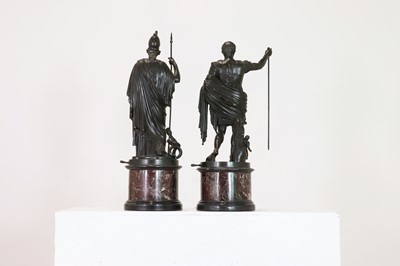 Lot 337 - A large pair of bronze grand tour figures