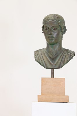 Lot 38 - A painted plaster bust after the antique