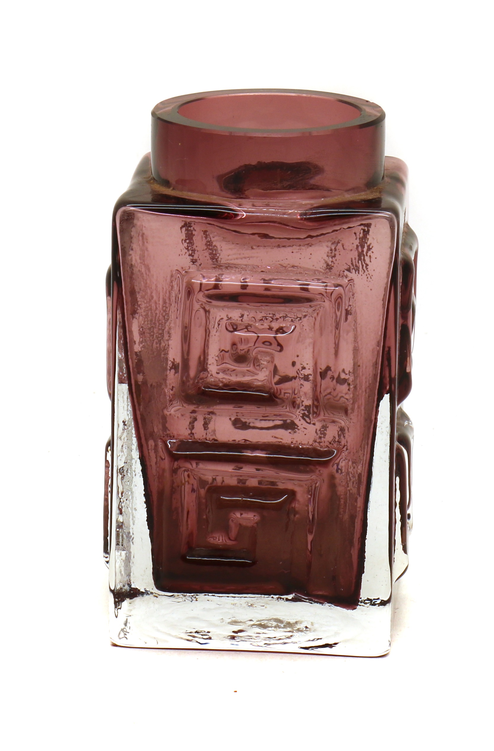 Lot 278 A small Whitefriars glass greek key vase,