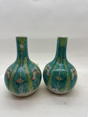 Lot 74 - A pair of Chinese famille verte vases