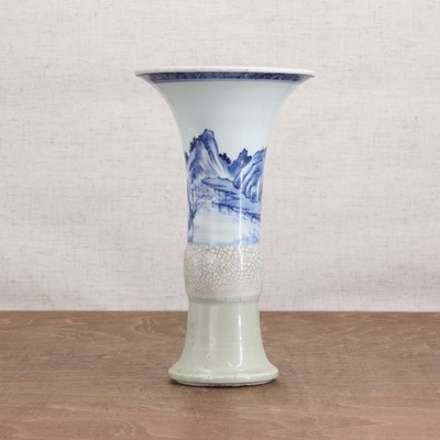 Lot 74 - A Chinese blue and white gu vase