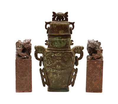 Lot 137 - A pair of Chinese soapstone seals