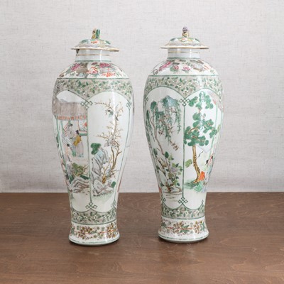 Lot 124 - A pair of Chinese famille verte vases