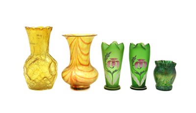 Lot 224 - A group of Bohemian iridescent glass vases