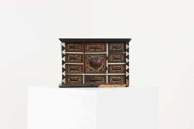 Lot 380 - A bone and tortoiseshell inlaid table cabinet