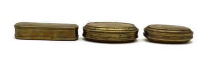 Lot 280 - Three brass tobacco boxes