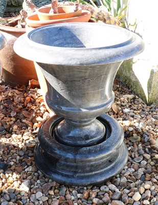 Lot 455 - A pair of granite garden urns