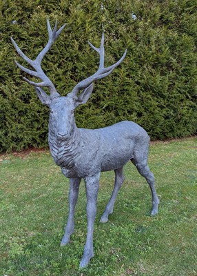 Lot 57 - A cast metal garden statue of a stag