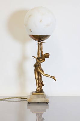 Lot 189 - An Austrian Art Deco gilt-pewter table lamp