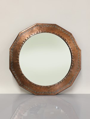Lot 124 - An Hugh Wallis dodecahedral Arts & Crafts mirror