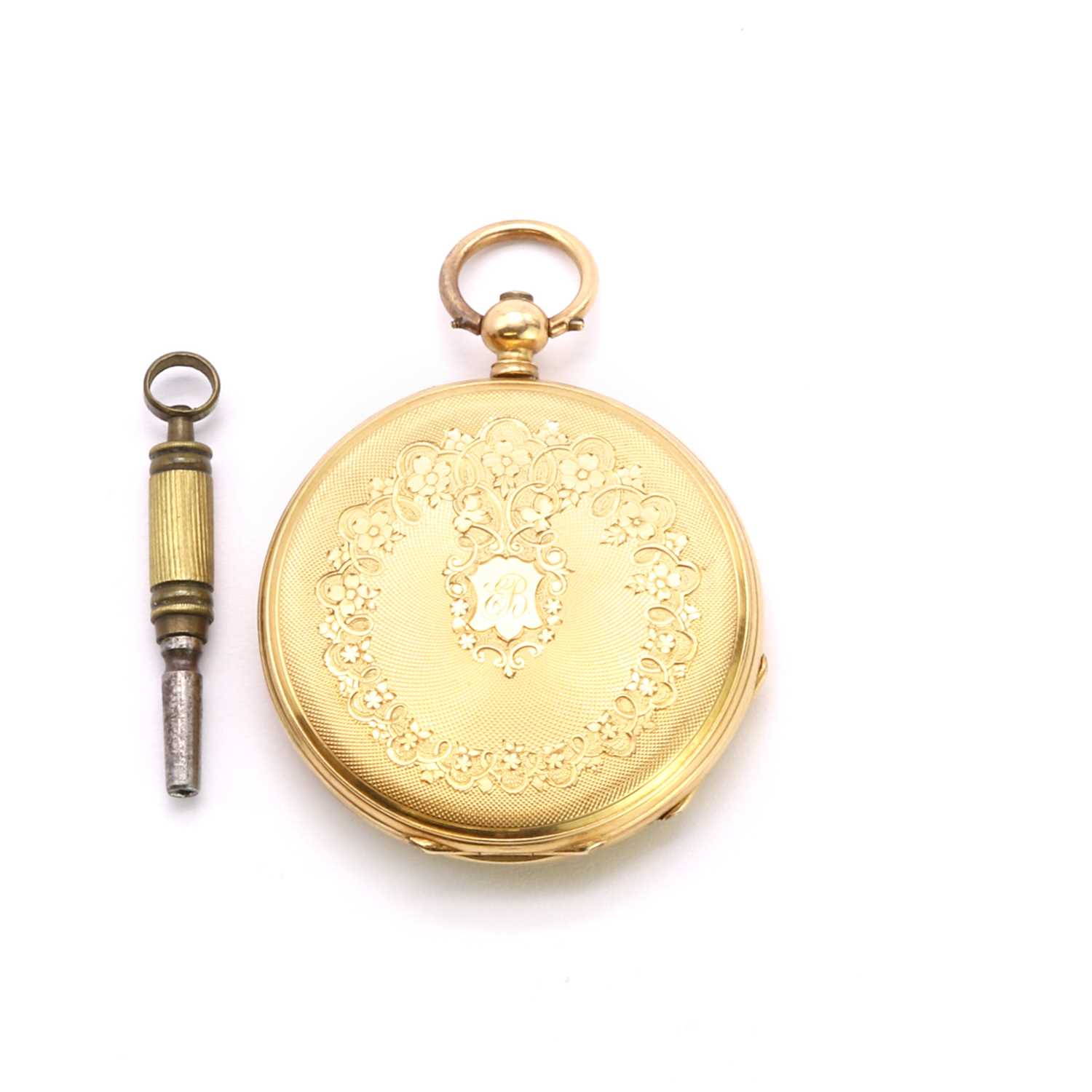 Lot 285 - A gold key wind fob watch